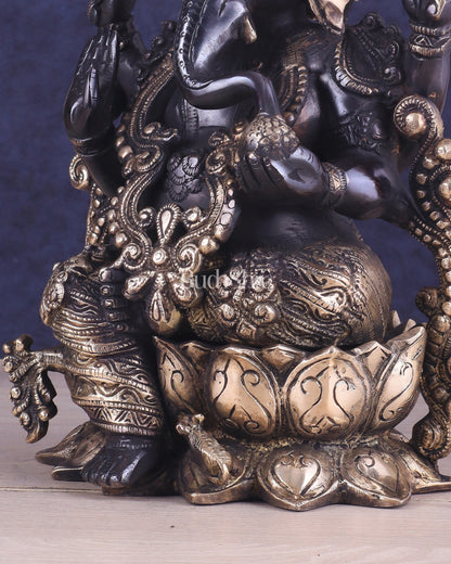 Ganesha black edition brass statue 12"