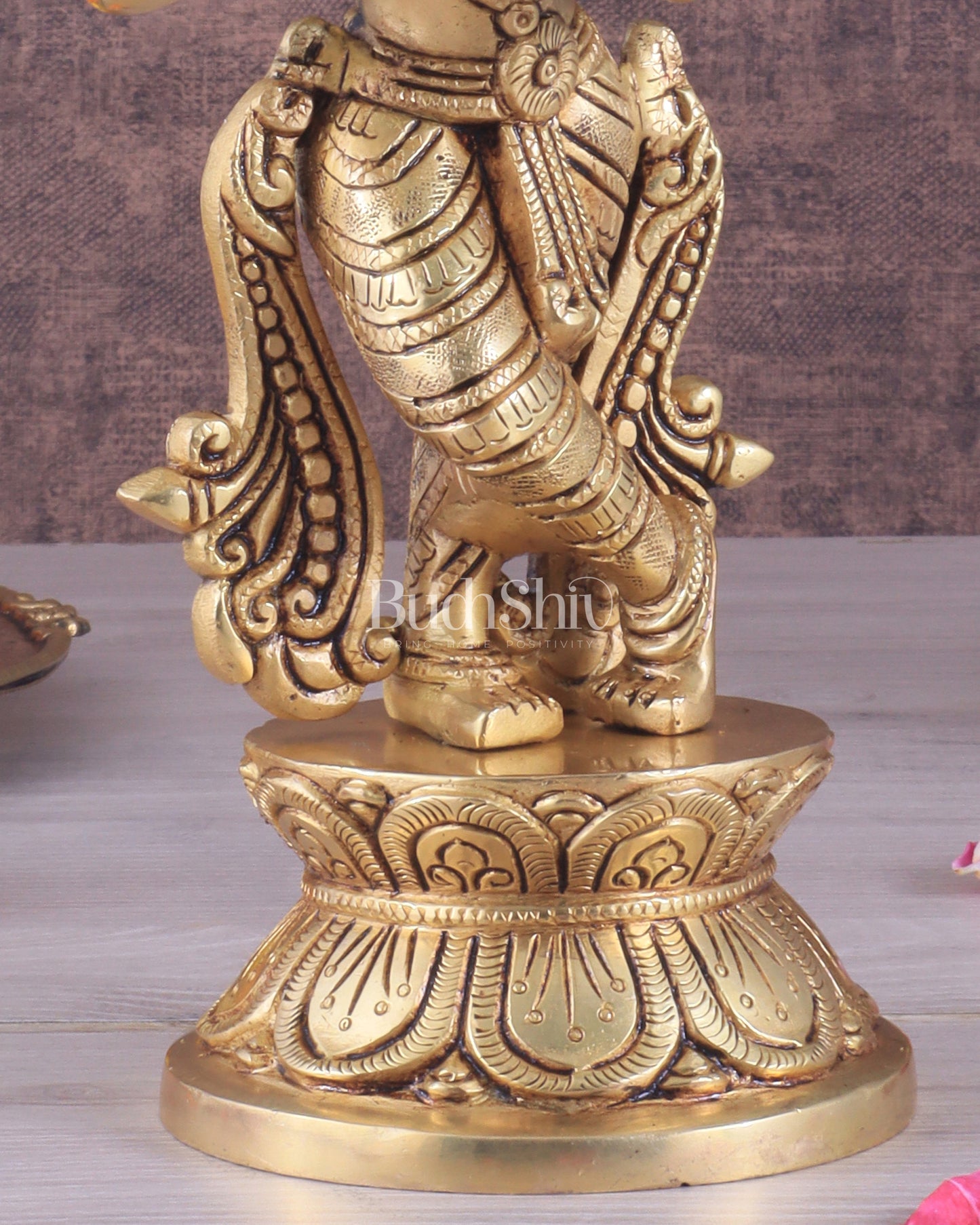 Brass Superfine Unique Lord Krishna Playing the Flute Idol 12"