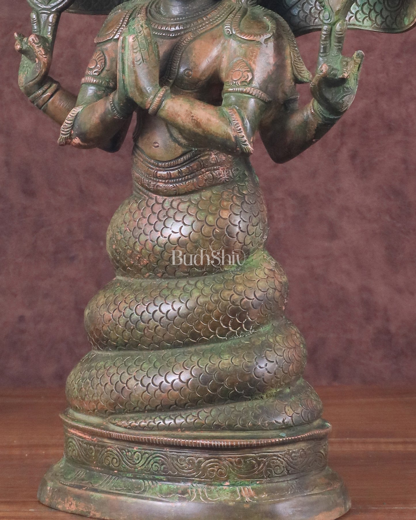 Pure Brass Patanjali Statue 15" green patina