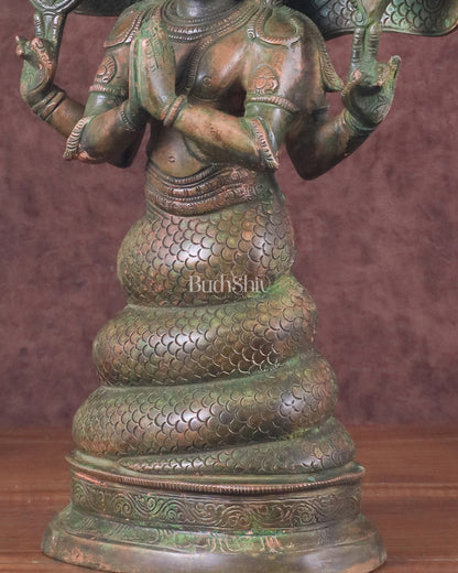 Pure Brass Patanjali Statue 15" green patina