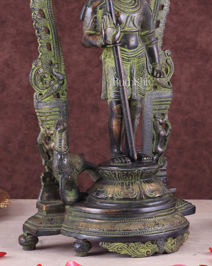 Pure Brass Lord Murugan with Prabhavali – Unique Mukunda Kartikeya Statue 14.5"