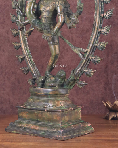 Vintage Brass Urdhava Tandava Nataraja Statue - 24.5 inch