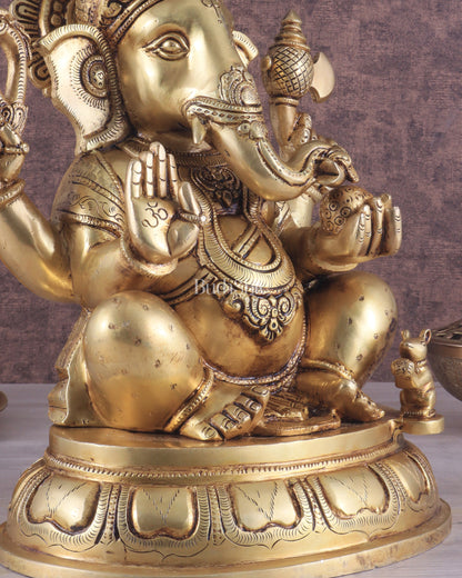 Brass Superfine Lord Ganesha Handcrafted Idol 13.5"