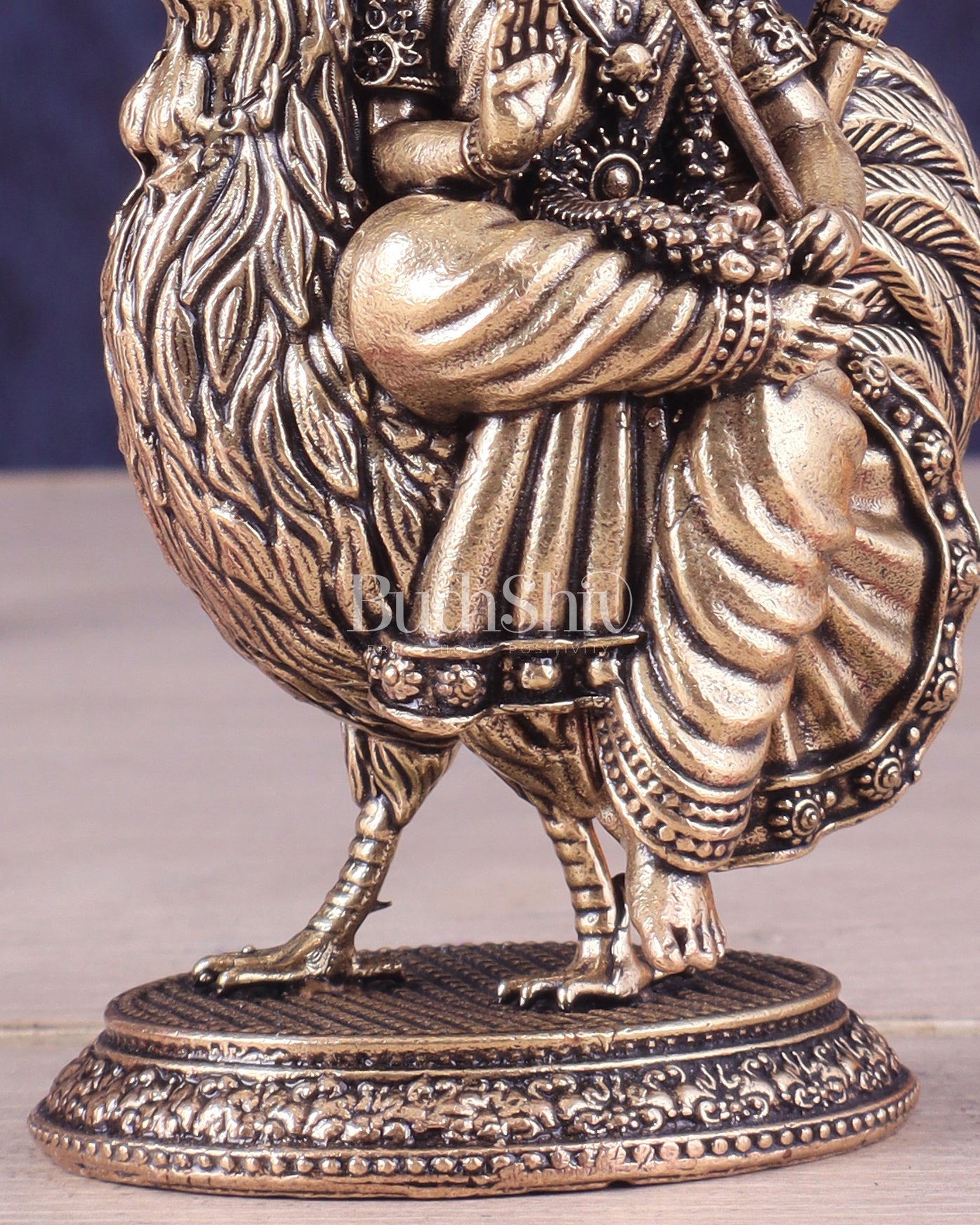 Pure Brass Bahuchara Mata Idol Sitting on Hen – Superfine Finish 4"