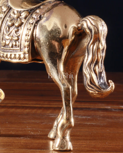 Brass Superfine Horse Showpiece – One Leg Up, Vastu Approved, 5 Inch