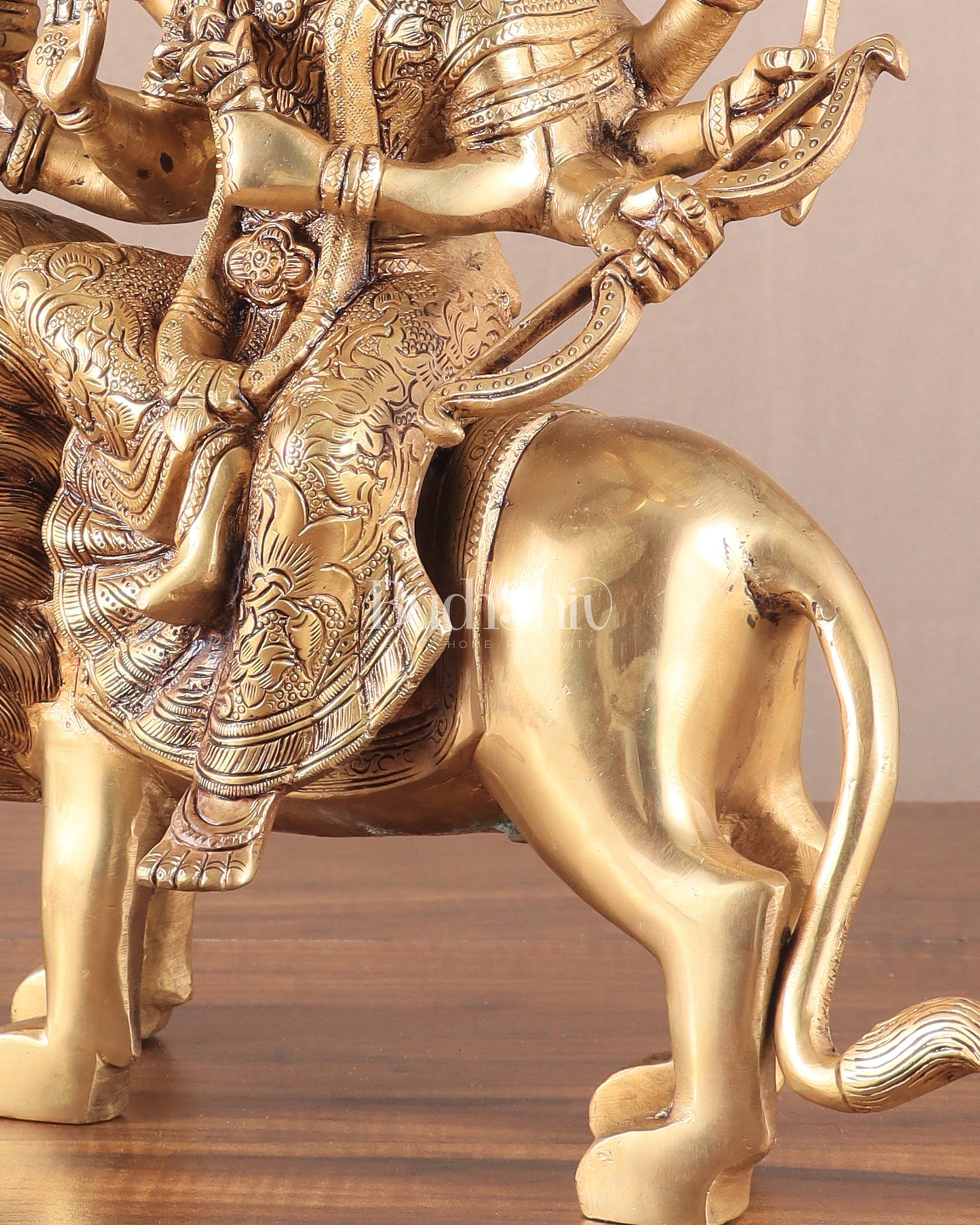 Elegant Brass Durga Mata sherawali ma Statue 12 Inch | Devi Durga Sculpture |  Budhshiv