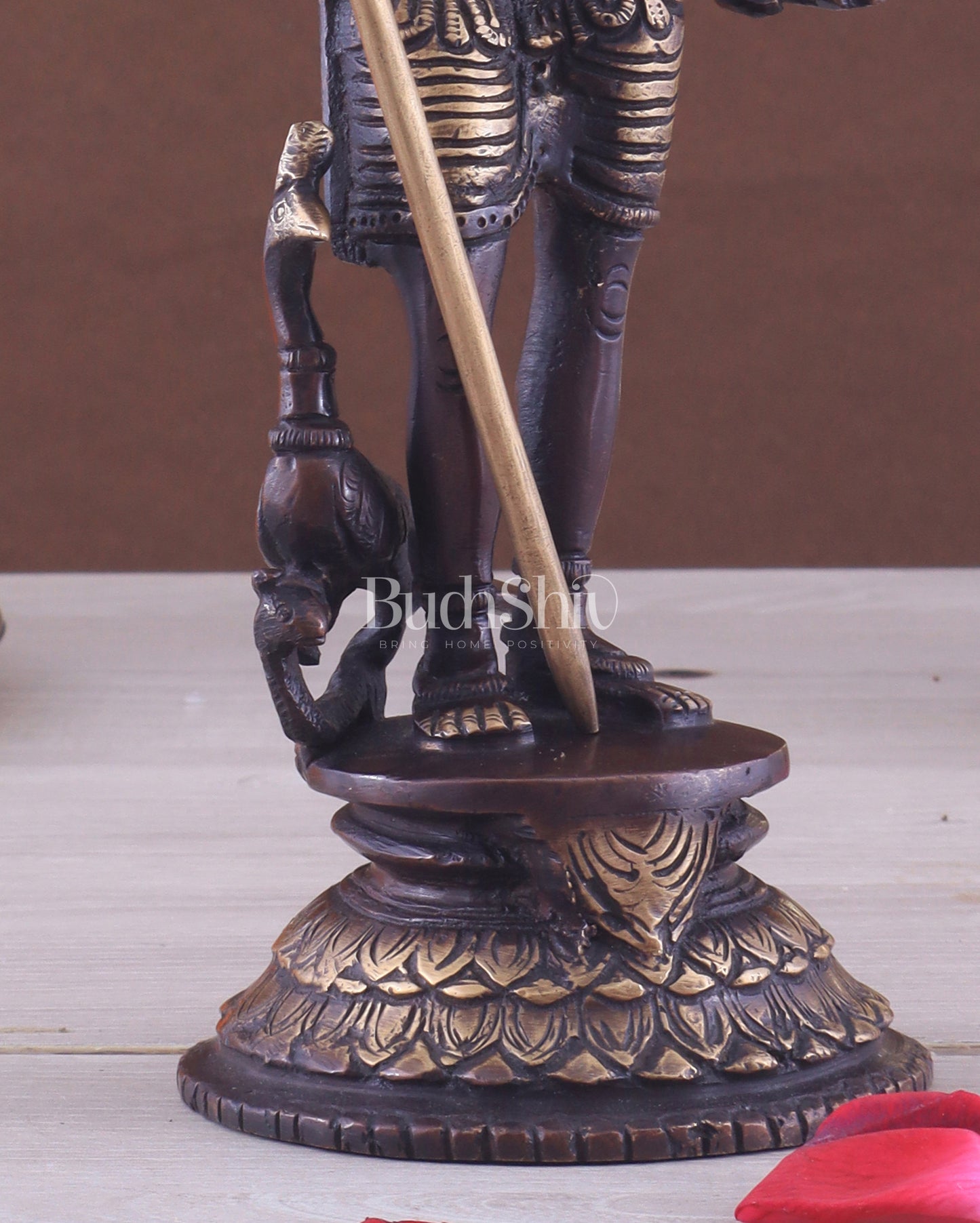 Pure Brass Lord Murugan Swamy Statue 10" brown and golden