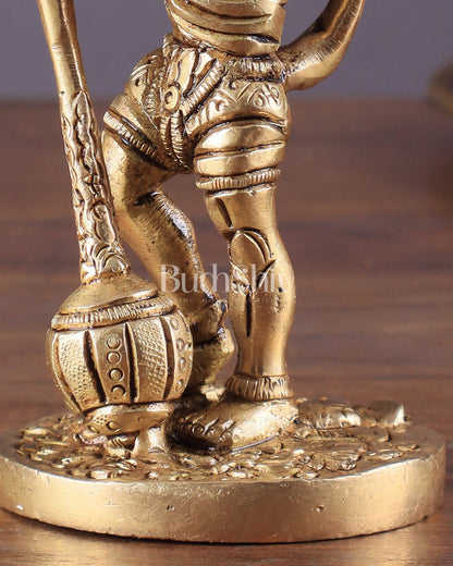 Pure Brass Superfine Standing Powerful Bahubali Hanuman Idol 4"