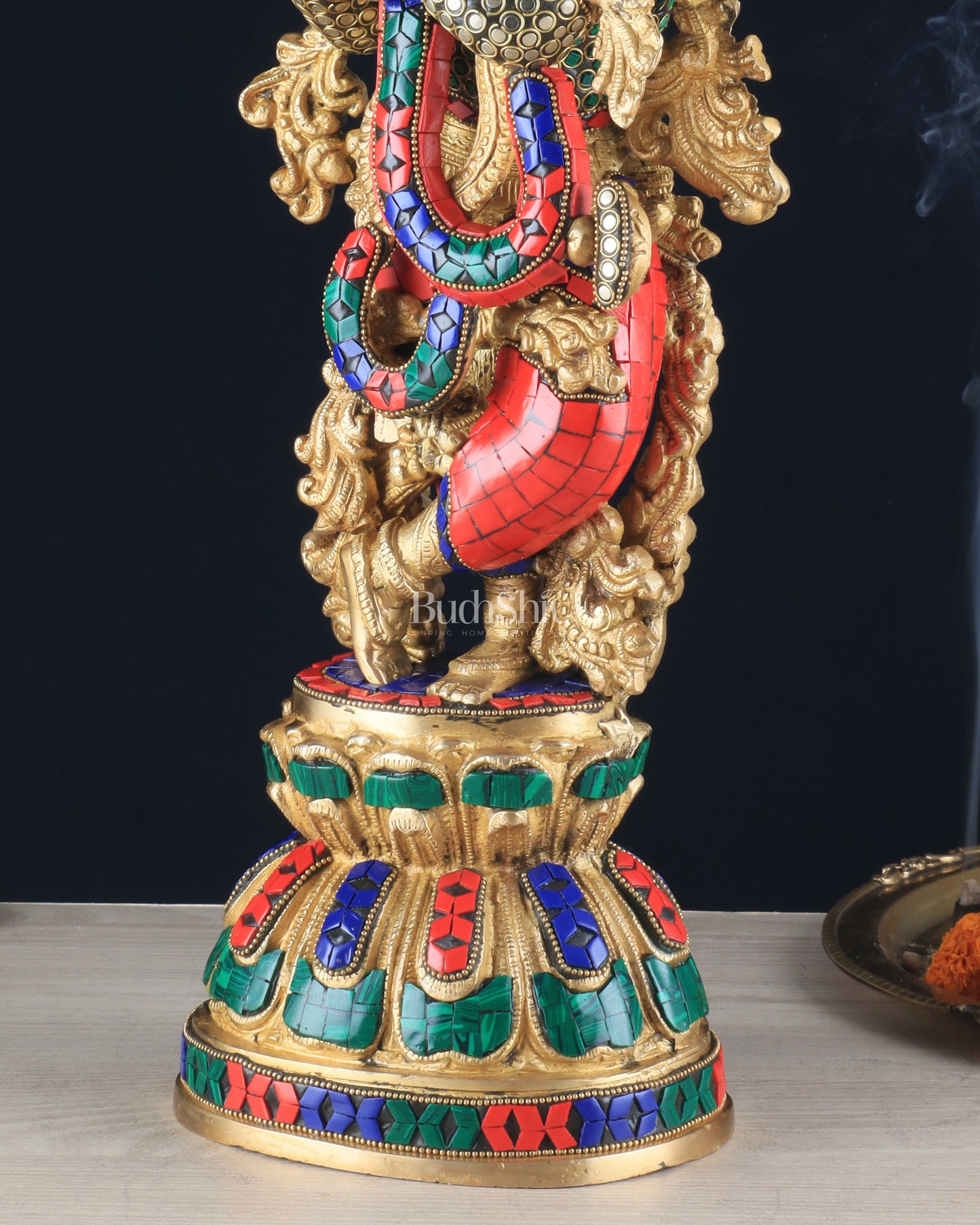 Pure Brass Krishna Statue - 21 inch meenakari delight