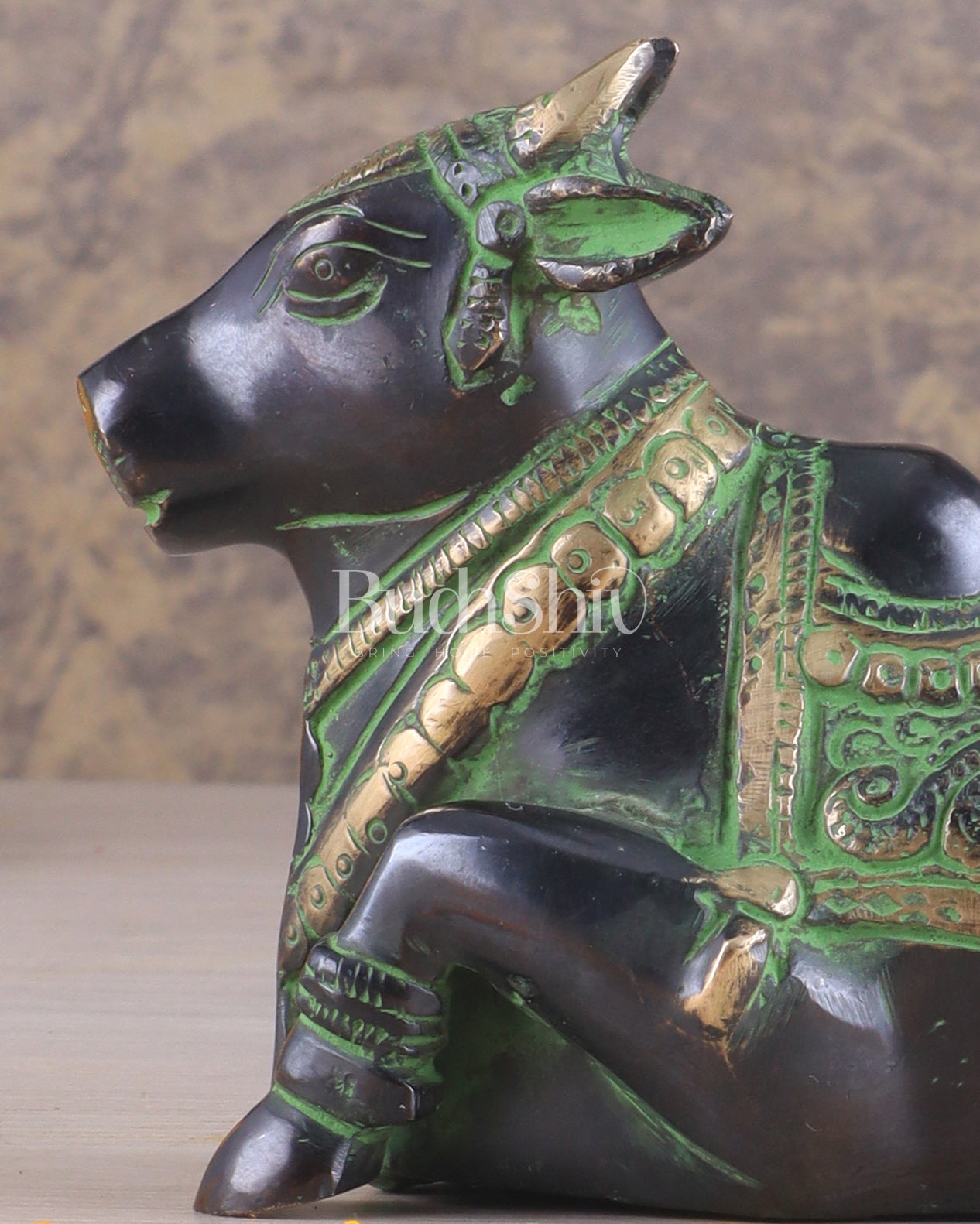 Brass Nandi Idol Black and green tone | 6"