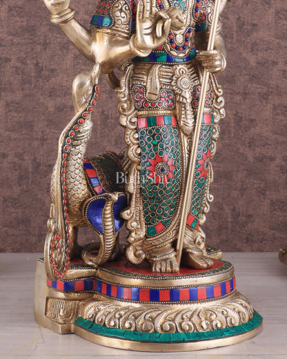 Unique Brass Kartikeya Lord Murugun Statue 20"