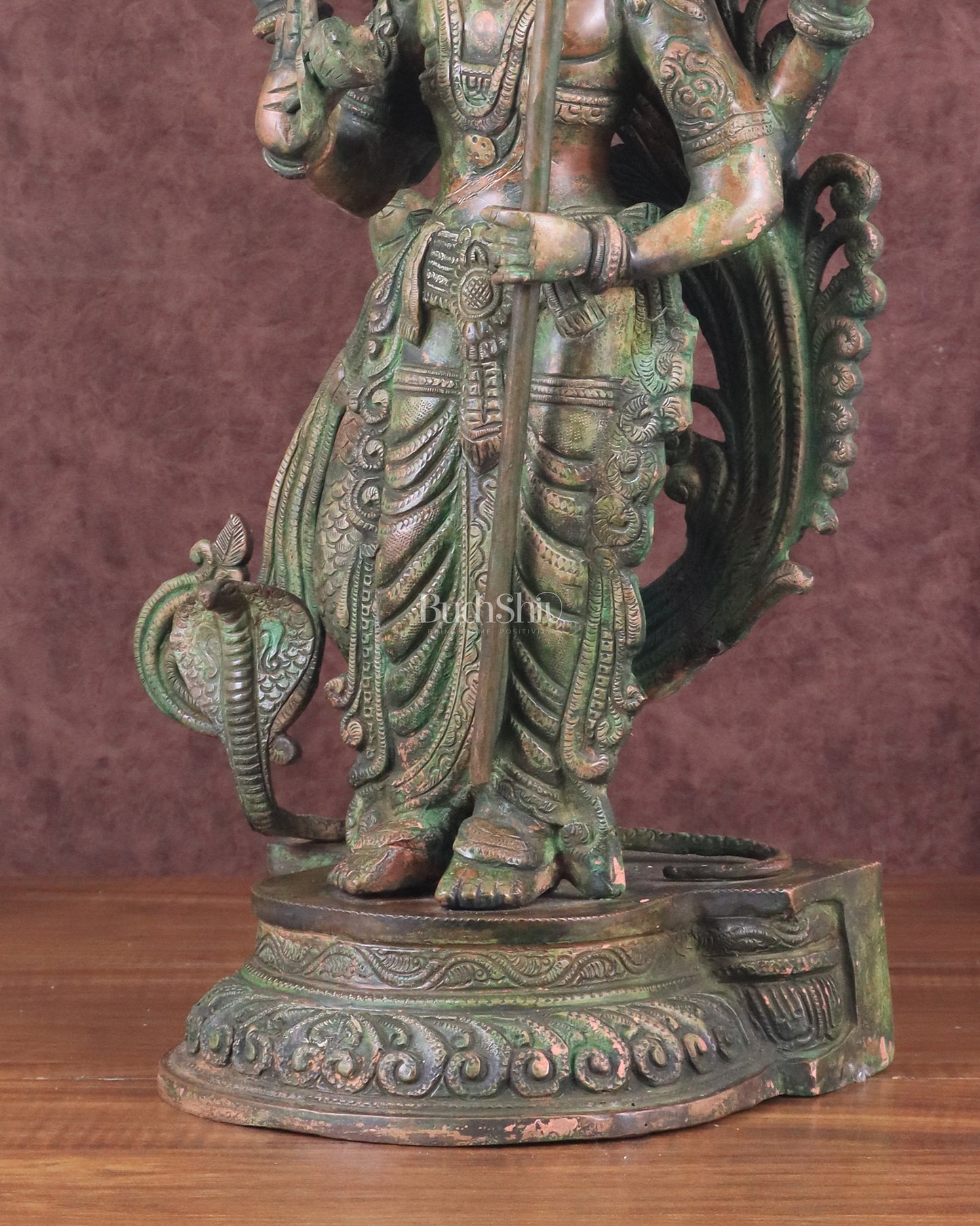 Lord Murugan brass Statue - Handcrafted green patina finish 20 inch