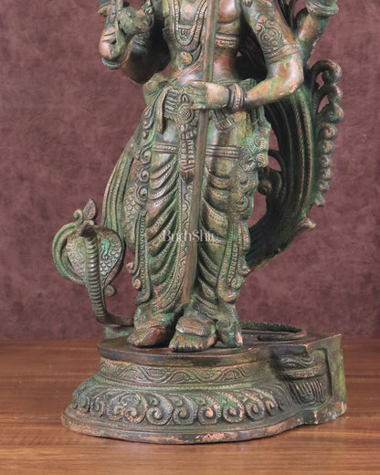 Lord Murugan brass Statue - Handcrafted green patina finish 20 inch