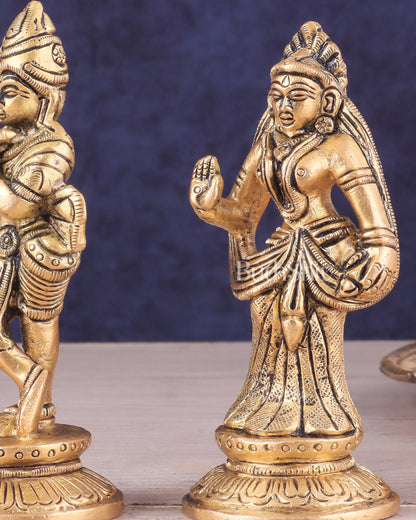 Pure Brass Radha Krishna Idols - Superfine Pair 4.5"