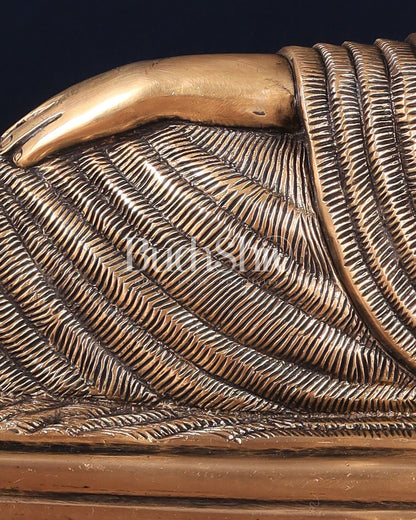 Unique Brass Sleeping Buddha Statue – 7" x 16.5" x 5" | Auspicious & Calming Decor