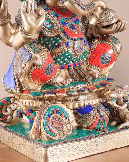 Brass Superfine Lord Ganesha Idol - 22 Inch meenakari