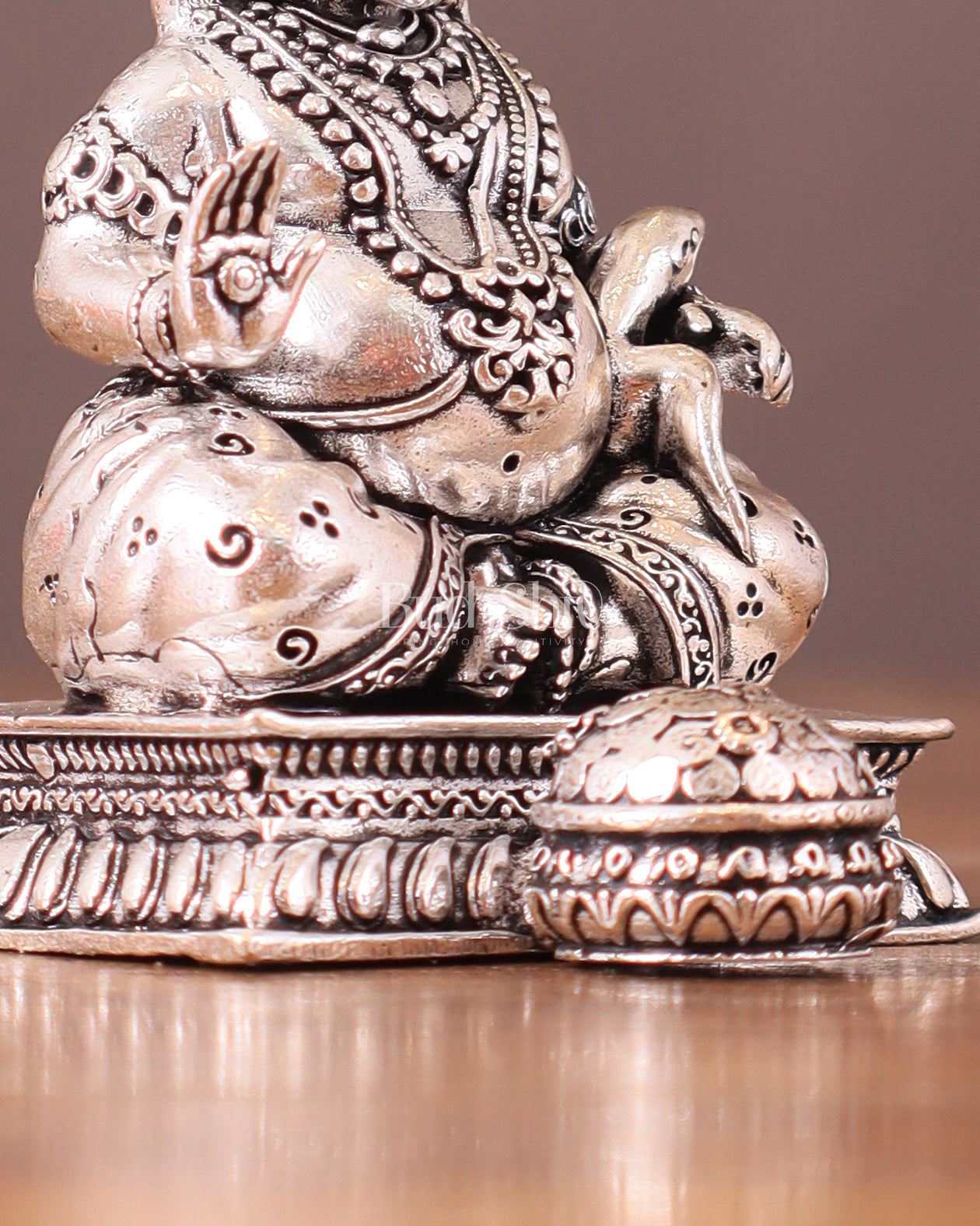 Small Lightweight Brass Lord Kubera Idol silver plated - 3-inch