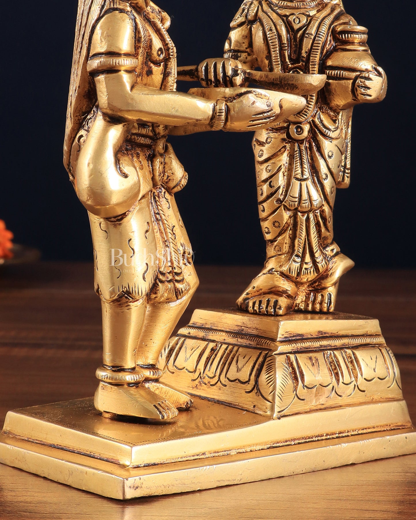 Pure Brass Lord Shiva with Annapurna Devi – 5.5" x 3.5" x 1.4" | Auspicious for Kitchen & Pooja Room