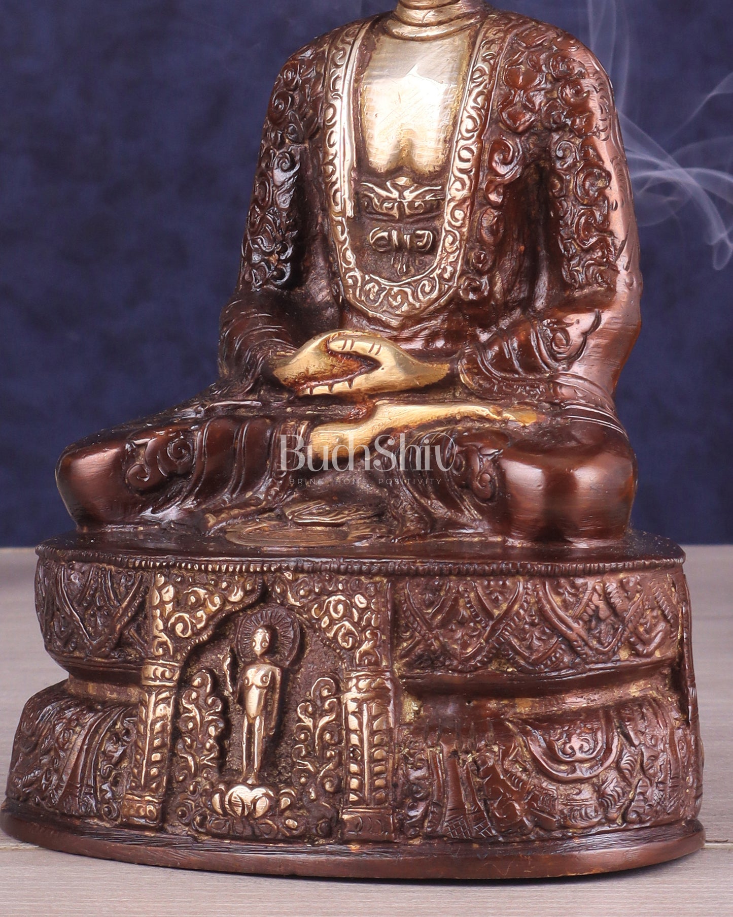 Dual tone Buddha in Deep Meditation Brass Statue | Intricate Craftsmanship 7"