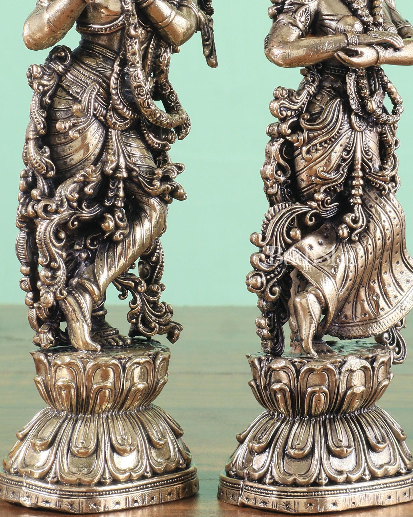 Brass Superfine Intricate Radha Krishna Idols 8"