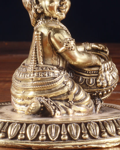 Pure Brass Superfine Makhan Chor Bal Gopal Krishna Idol with Base – 3 Inch