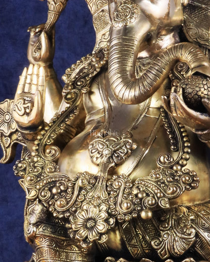 Brass Superfine Large Ganesha Statue glossy tone 29 inch