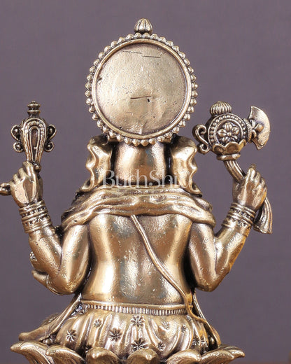 Brass Ganesha Idol Seated on Lotus 4 inch right side trunk