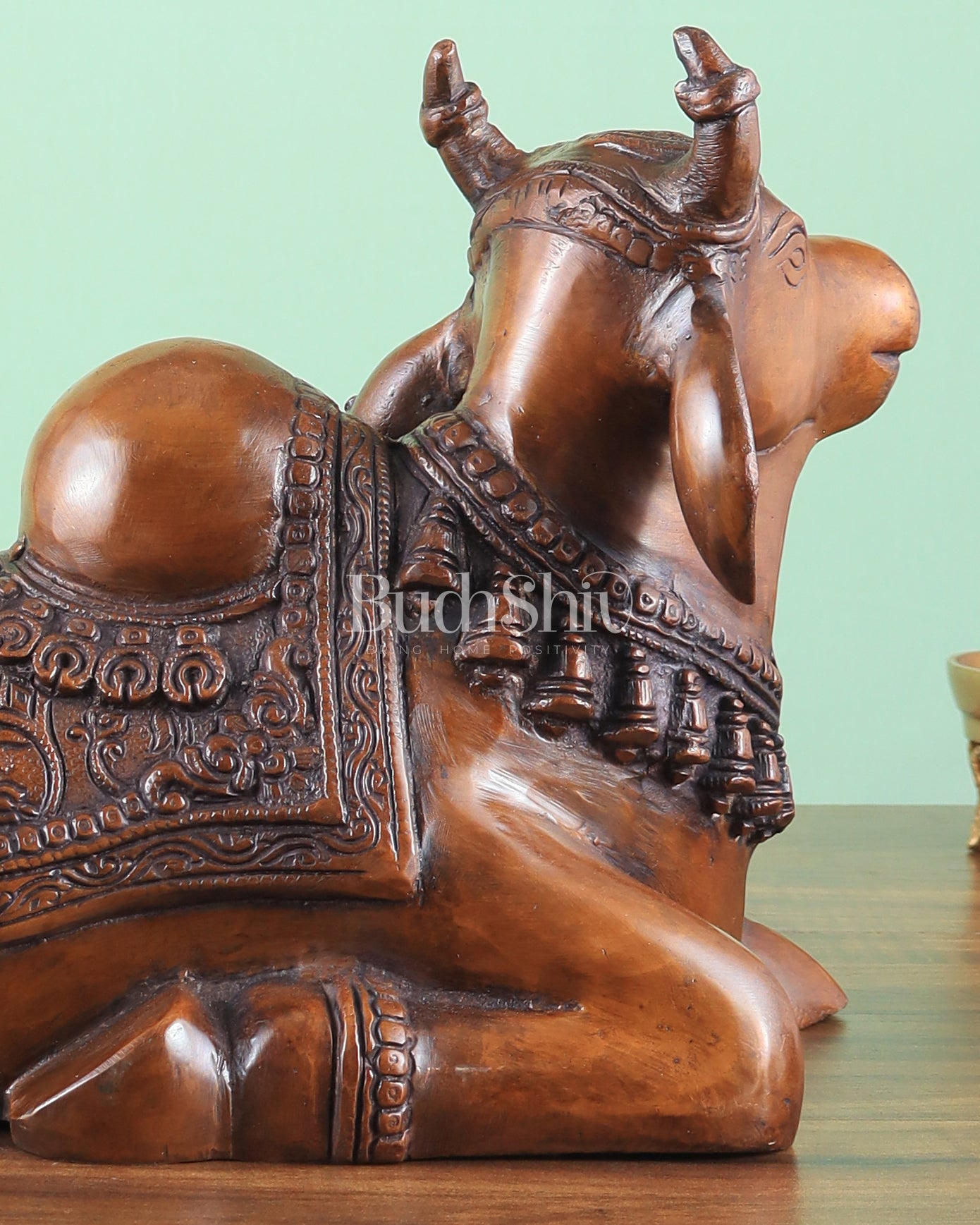 Brass Nandi Statue copper tone - 15 inch