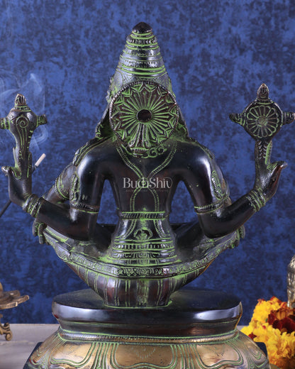 Brass Yog Narasimha swamy Statue 11" black green