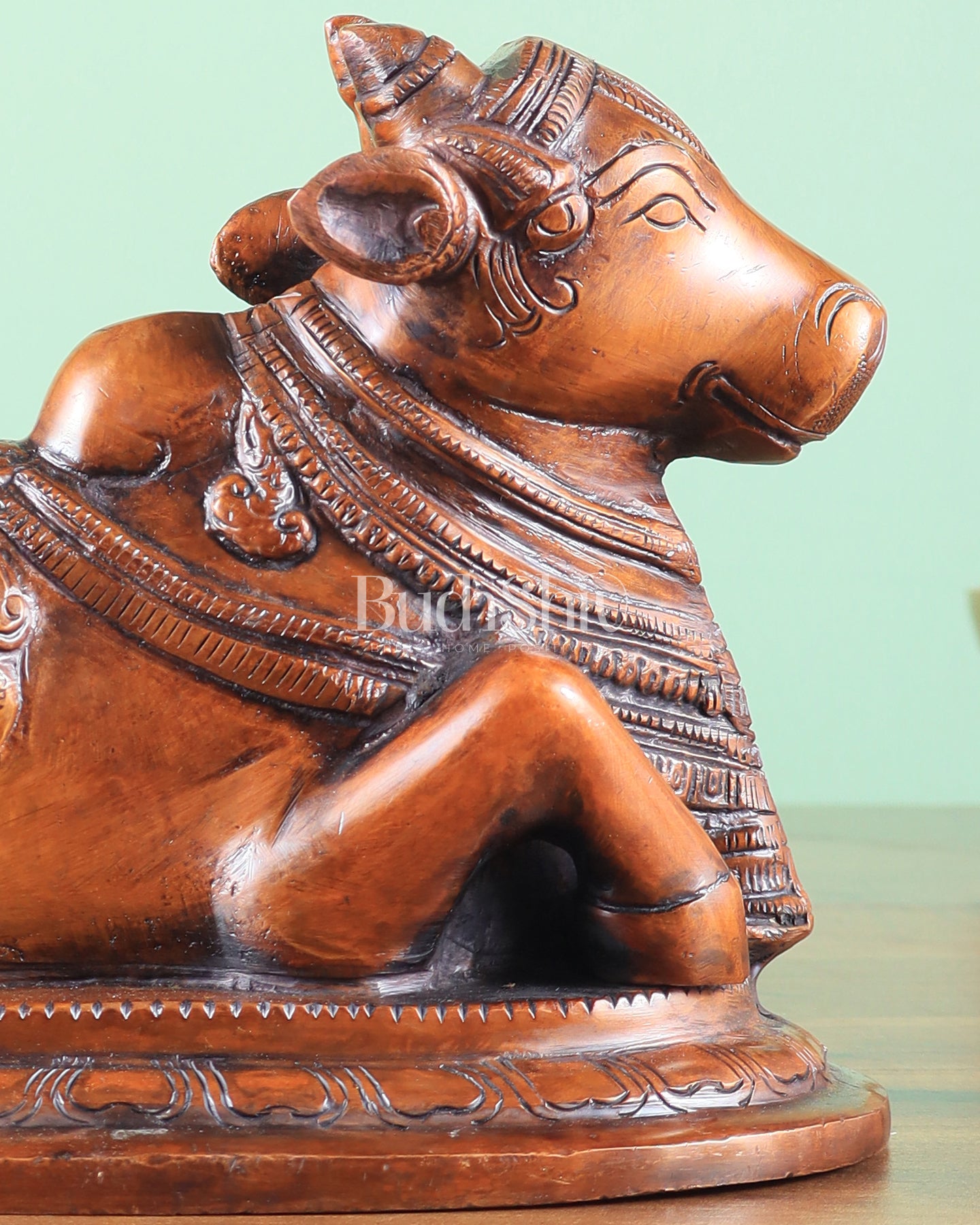 Handcrafted Brass Nandi Statue copper tone 8"