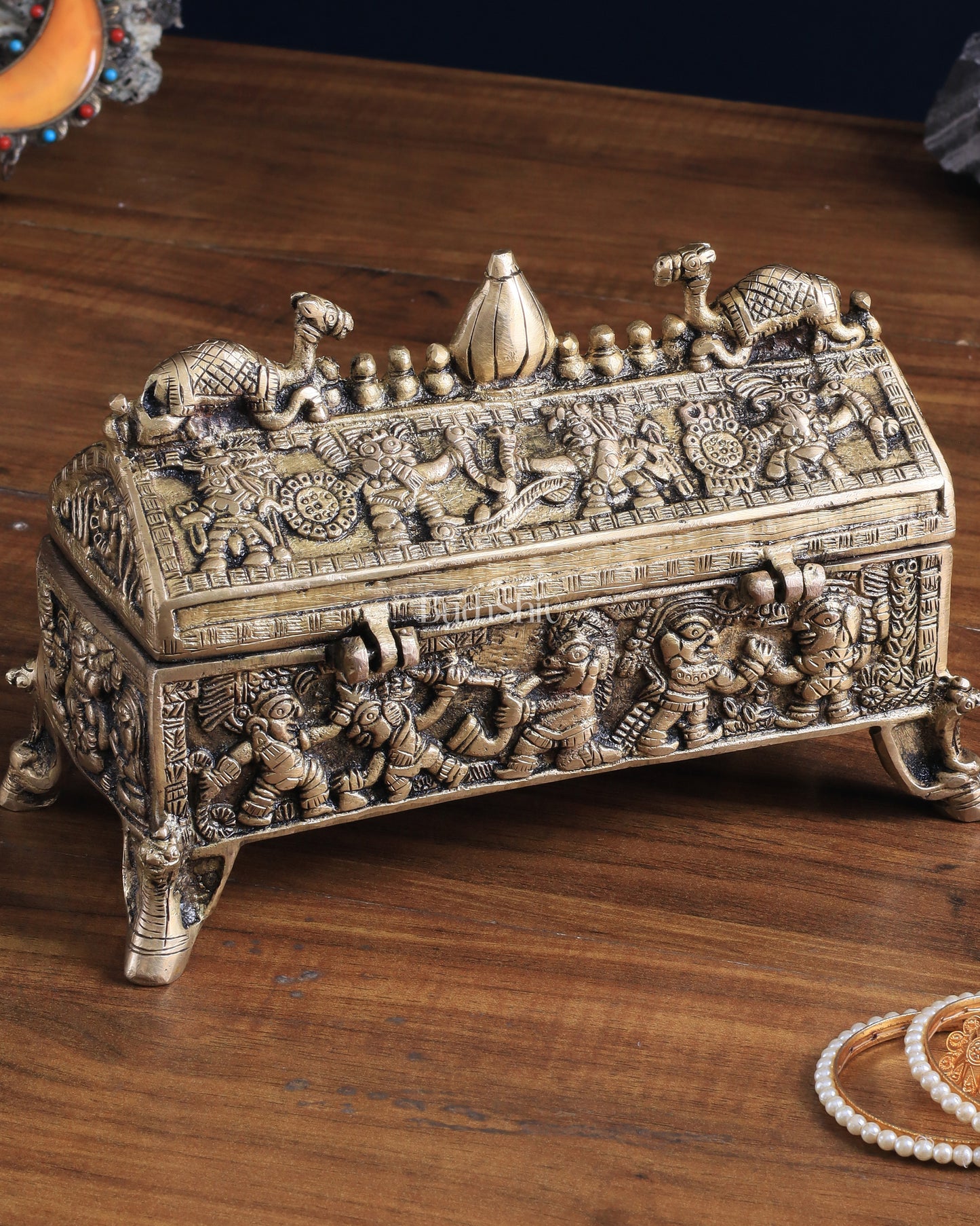 Pure Brass Multipurpose Jewelry Box – Camel Design with Intricate Carvings