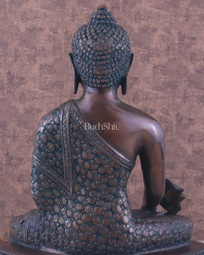 Pure Brass Antique Buddha medicine Statue - 13.5" Height