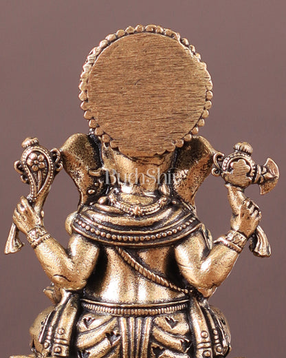 Pure Brass Superfine Small Ganesha Idol - 2.5" Tall