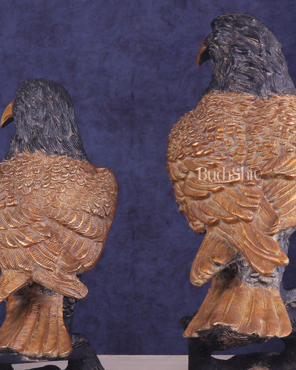 Pure Brass Large Pair of Eagles in Antique Tone | Vastu & Feng Shui Approved 15"