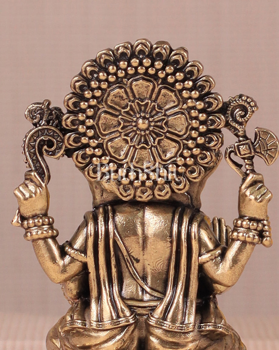 Brass Superfine Ganesh Idol - 4 Inch lotus base