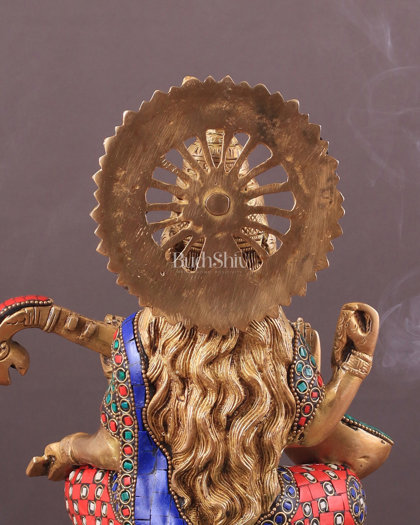 Brass Goddess Saraswati Sitting on Lotus with Swan | 11 Inch meenakari