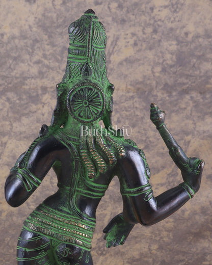 Pure Brass Ardhanarishwara Vintage black green - 12.5 Inch