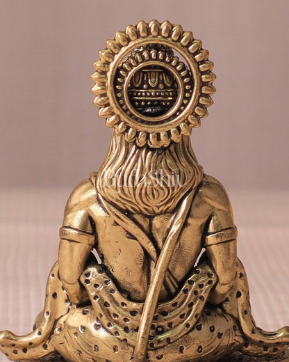 Brass Hanuman in Meditation with Ram Naam Book - 3.5"