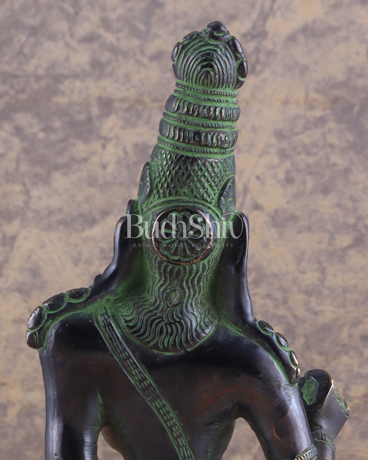 Pure Brass Superfine Seated Parvati Idol black and green Finish - 11" Tall