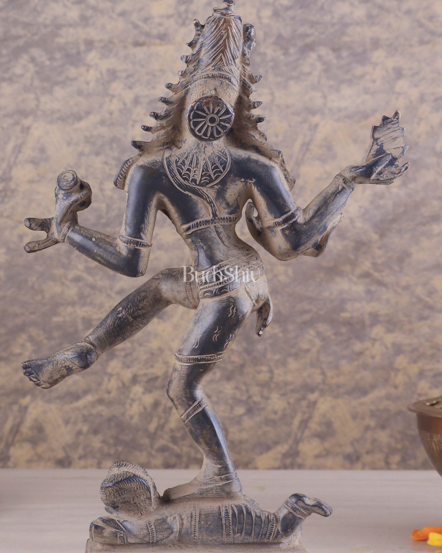 Antique Brass Dancing Shiva Idol | Unique Pose with sand finish 10"