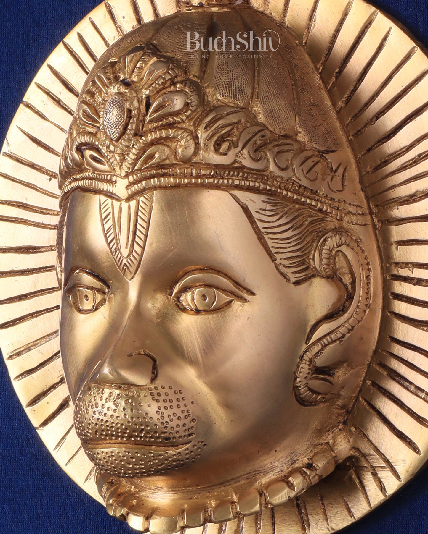 Auspicious pure brass Lord Hanuman face wall hanging 7"