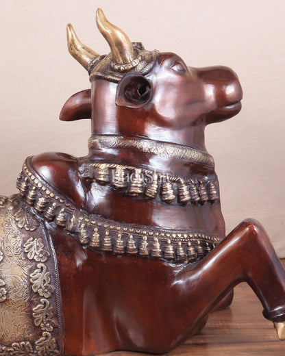 Brass Large Nandi statue 33" glossy brown