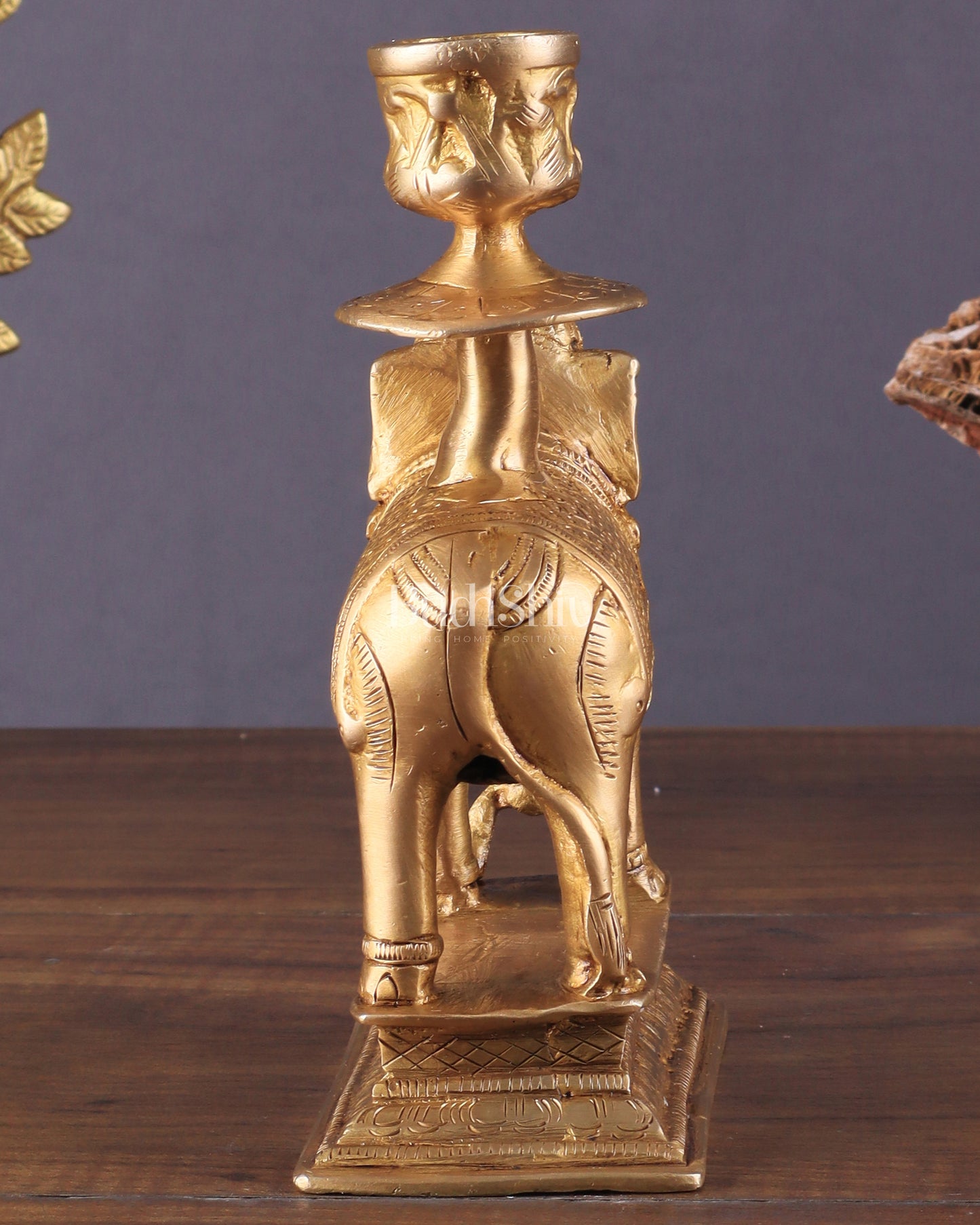 Unique Brass Elephant Candle Holder 6.5"