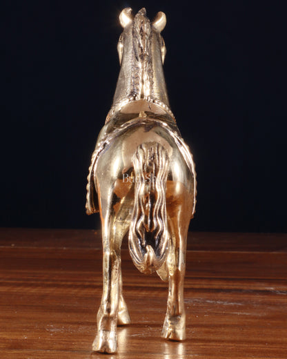 Brass Superfine Horse Showpiece – One Leg Up, Vastu Approved, 5 Inch