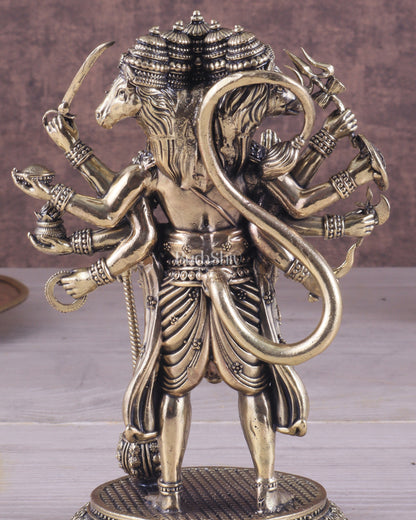 Pure Brass Superfine Standing Panchmukhi Hanuman Idol 6.5"