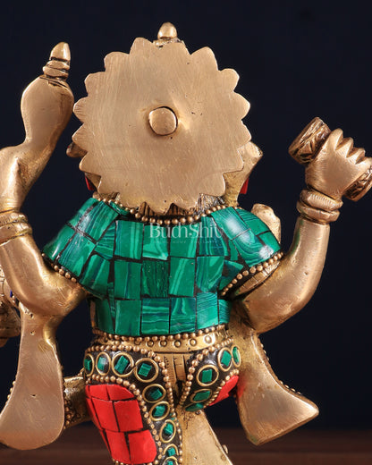 Brass Dancing Ganesha Idol | 6" Height | Meenakari