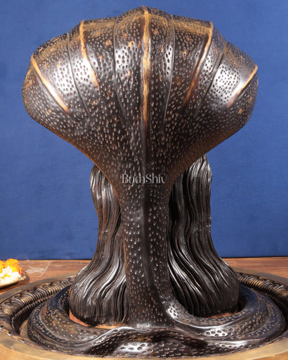 Large Brass Lord Shiva Mukhalingam Shivling – 24" x 25" x 36" | Temple-Perfect with Detachable Base & Vasuki