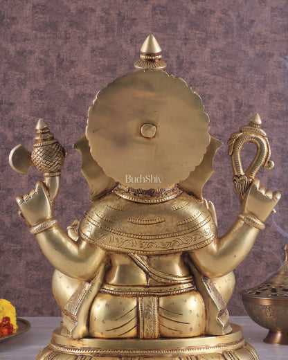 Brass Superfine Lord Ganesha Handcrafted Idol 13.5"