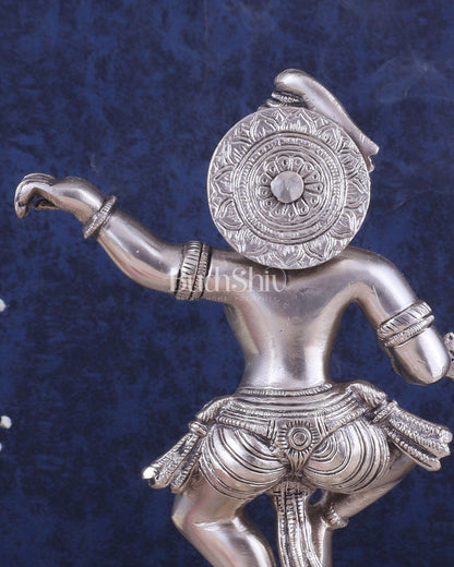 Brass Dancing Krishna Idol | Height: 9 inch with silver plated