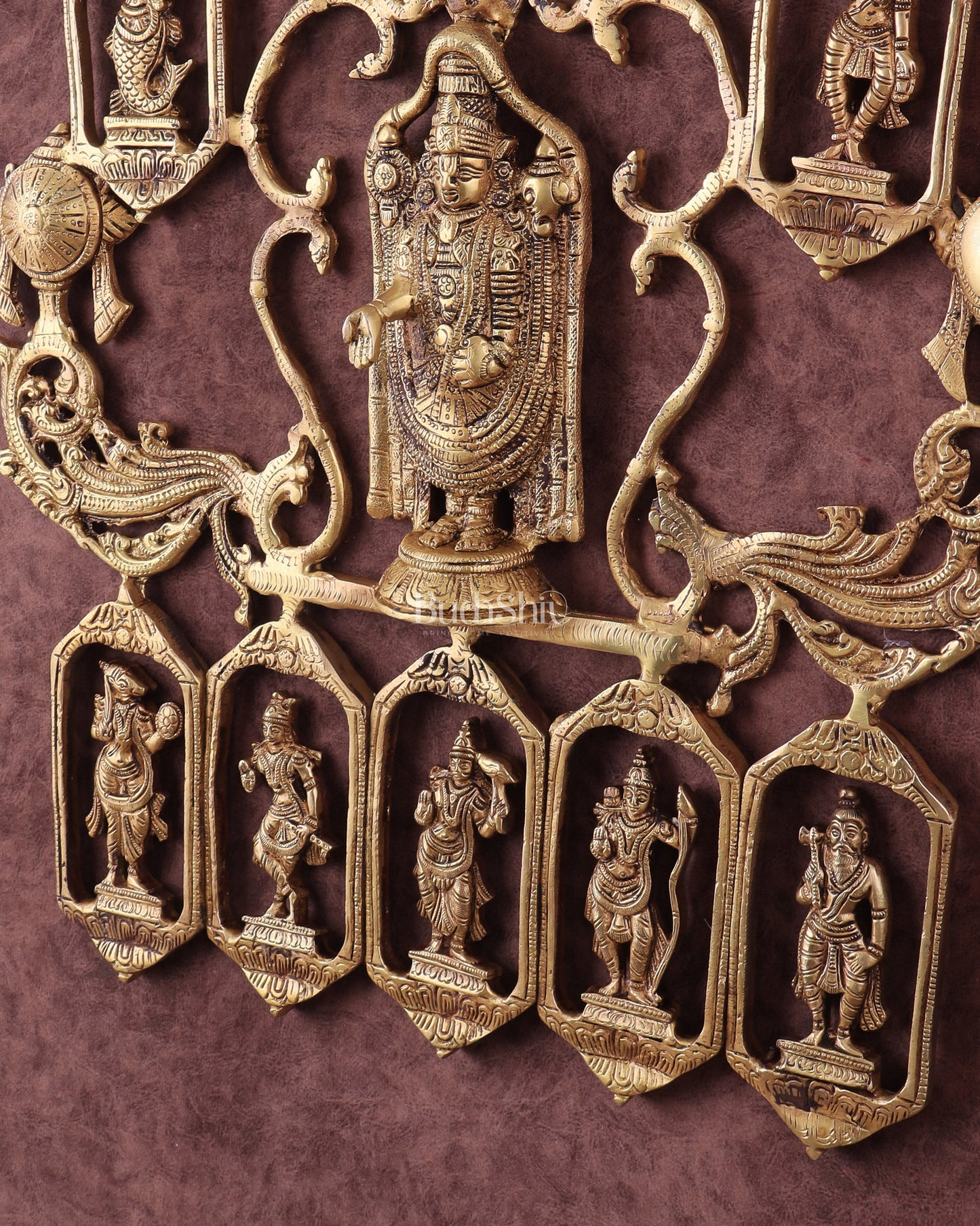 Brass Dashavatar Wall Hanging with Tirupati Balaji – 20"x21.5"